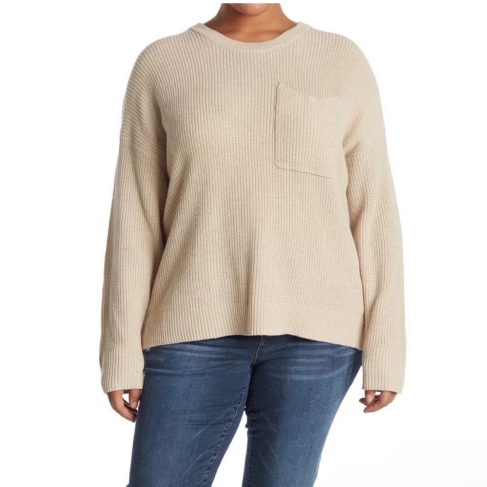 Madewell Thompson Pocket Pullover Cream Sweater Size Large